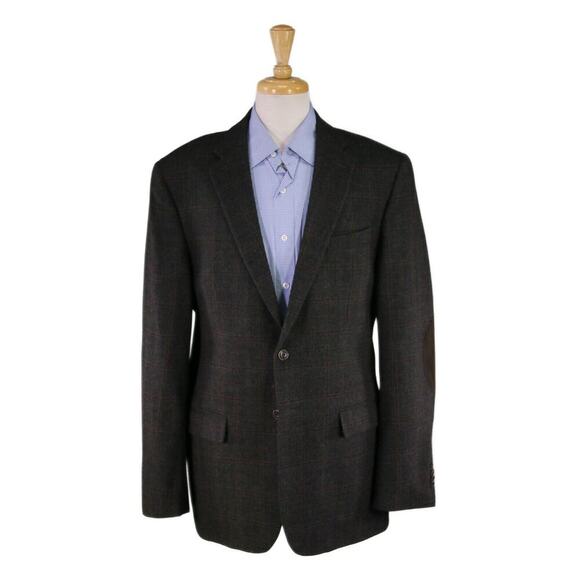 Jos A Bank 1905 Green Windowpane Tweed w/ brrr Comfort Tailored Fit Blazer 44R